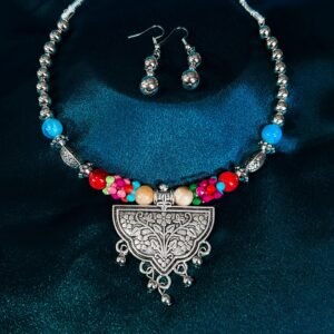 New Trending Oxidised Silver Short Necklace Antique