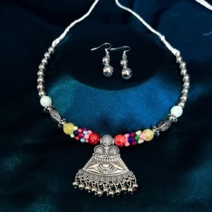 New Trending Oxidised Silver Necklace Antique Tribel