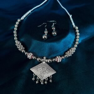 New Trending Oxidised Silver Necklace Antique Short