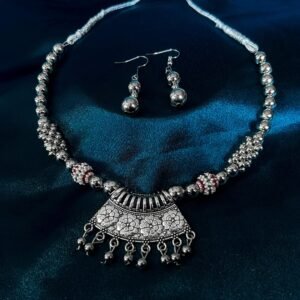 Antique Oxidised Short Necklace Sadafuli