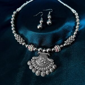 New Trending Oxidised Silver Necklace Antique Short