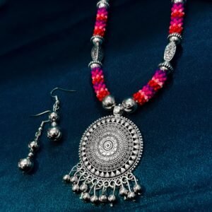 New Trending Oxidised Necklace Long Round