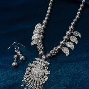 New Trending Oxidised Long Necklace With Leaf