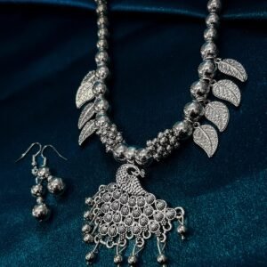 New Trending Oxidised Necklace Silver Peacock